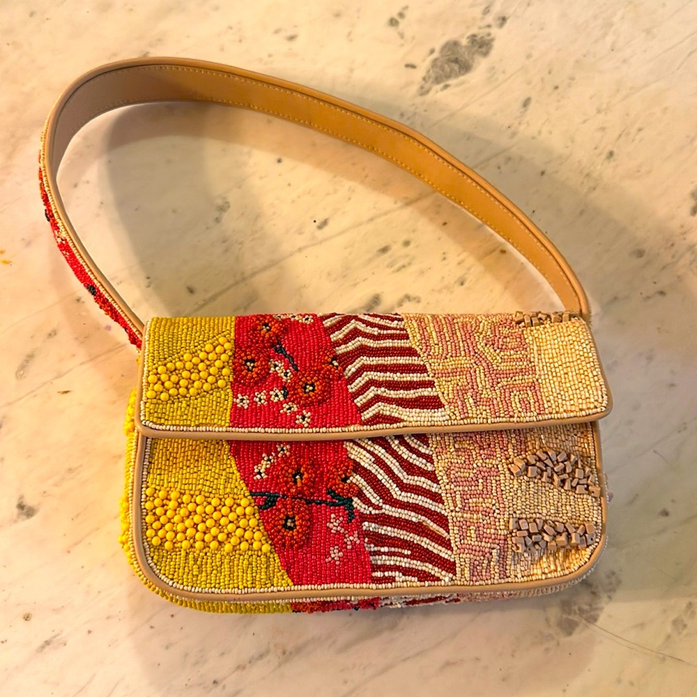 STAUD Multicolor Tommy Beaded Shoulder Bag